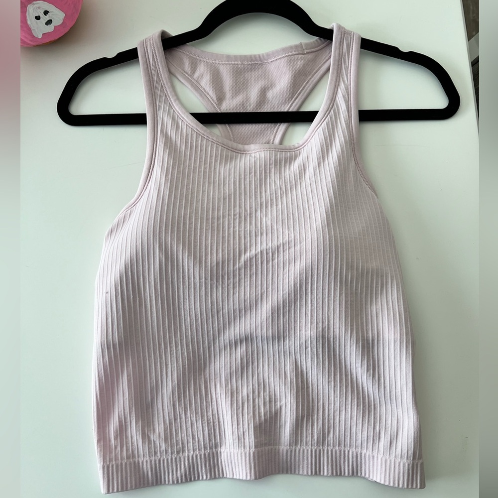 Lululemon. Ebb to Street tank. Cropped. Size 10. Meadowsweet pink
